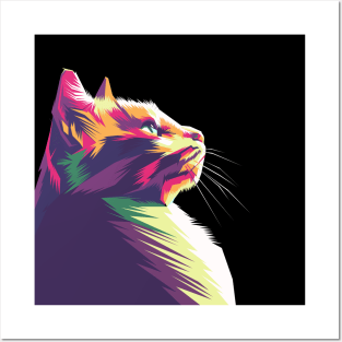 Colorful cat pop art Posters and Art